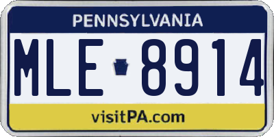 PA license plate MLE8914