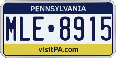 PA license plate MLE8915