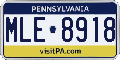 PA license plate MLE8918