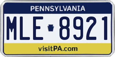 PA license plate MLE8921