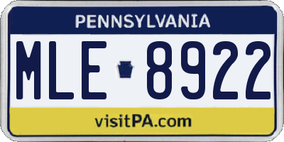 PA license plate MLE8922