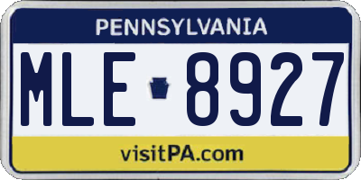 PA license plate MLE8927