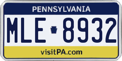PA license plate MLE8932