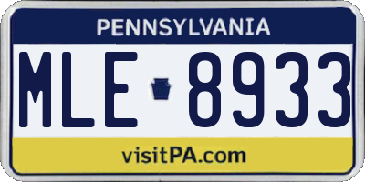 PA license plate MLE8933