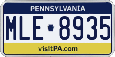 PA license plate MLE8935