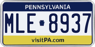 PA license plate MLE8937
