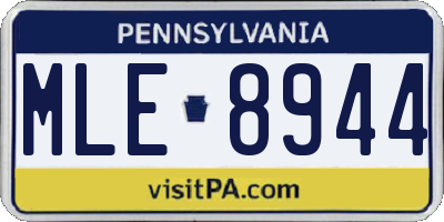 PA license plate MLE8944