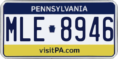 PA license plate MLE8946