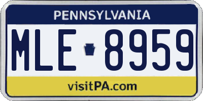 PA license plate MLE8959