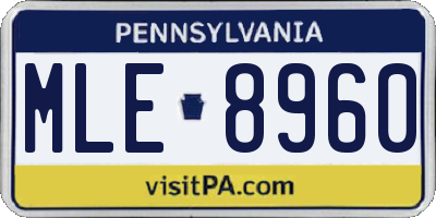 PA license plate MLE8960