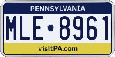 PA license plate MLE8961
