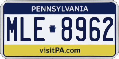 PA license plate MLE8962