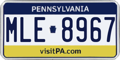 PA license plate MLE8967