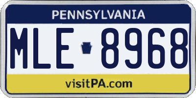 PA license plate MLE8968