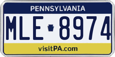 PA license plate MLE8974