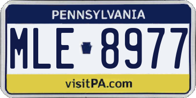 PA license plate MLE8977