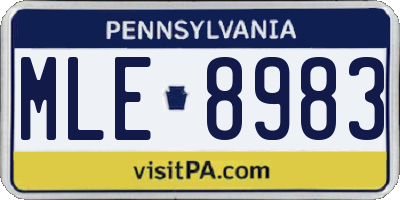 PA license plate MLE8983