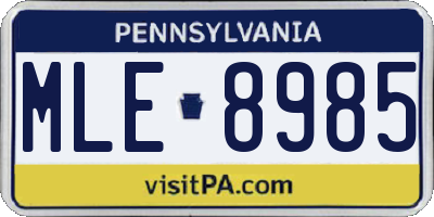 PA license plate MLE8985