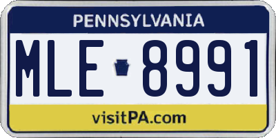 PA license plate MLE8991
