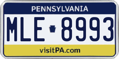 PA license plate MLE8993