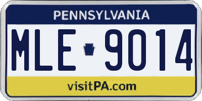 PA license plate MLE9014