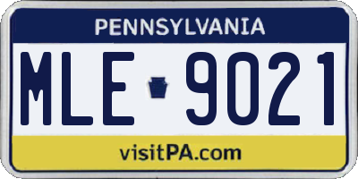 PA license plate MLE9021