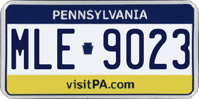 PA license plate MLE9023