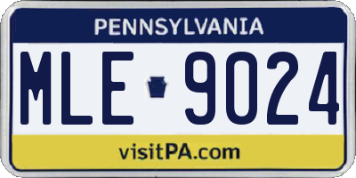 PA license plate MLE9024