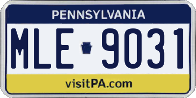 PA license plate MLE9031