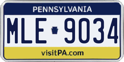 PA license plate MLE9034