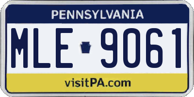 PA license plate MLE9061