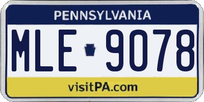 PA license plate MLE9078