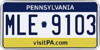 PA license plate MLE9103