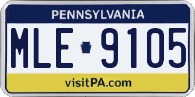 PA license plate MLE9105