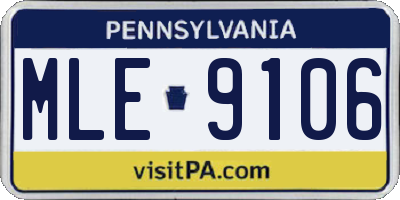 PA license plate MLE9106