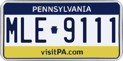 PA license plate MLE9111