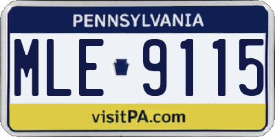 PA license plate MLE9115