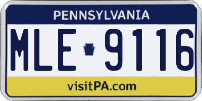 PA license plate MLE9116