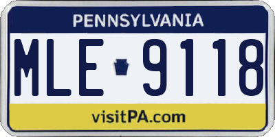 PA license plate MLE9118