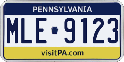 PA license plate MLE9123