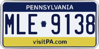 PA license plate MLE9138
