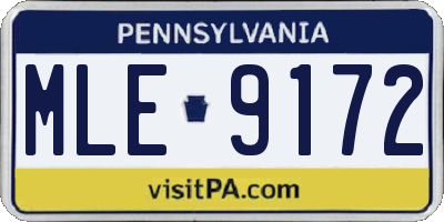 PA license plate MLE9172