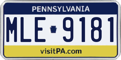 PA license plate MLE9181