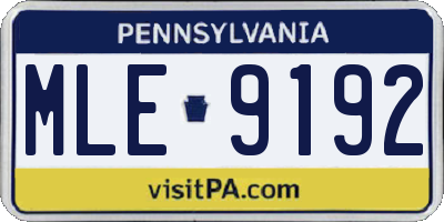 PA license plate MLE9192