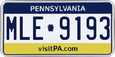 PA license plate MLE9193
