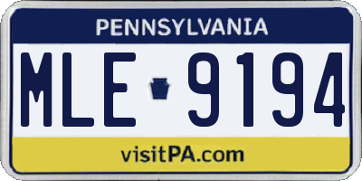 PA license plate MLE9194