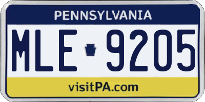 PA license plate MLE9205
