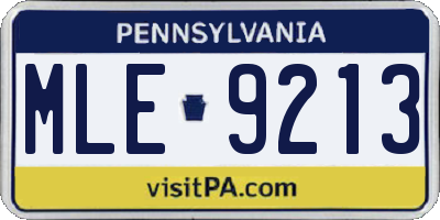 PA license plate MLE9213