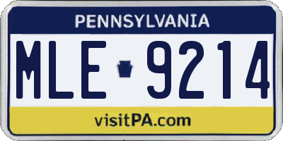 PA license plate MLE9214