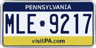 PA license plate MLE9217